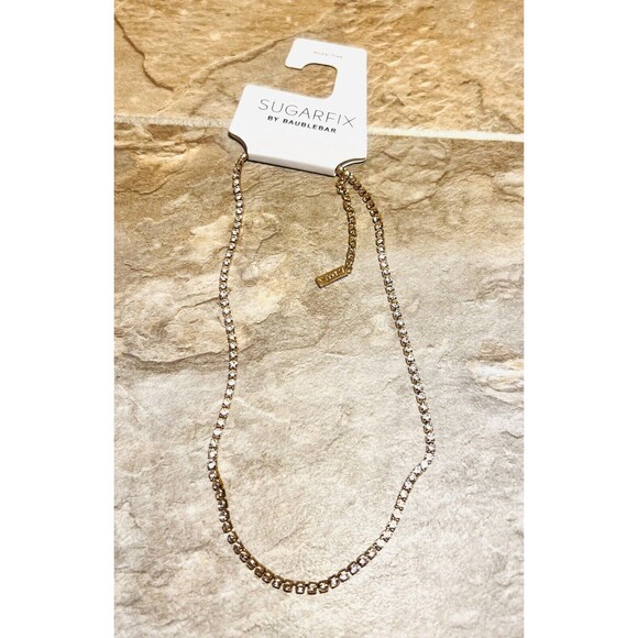 SUGARFIX by BaubleBar Gold Crystal Baguette Collar Necklace - New - Picture 3 of 5